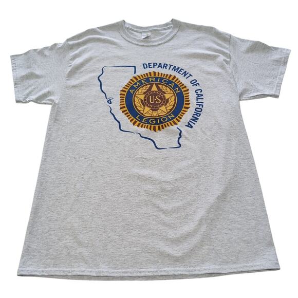 US American Legion Dept of CA T-Shirt Men's Size L Gray Gildan Ultra Cotton - Picture 2 of 10